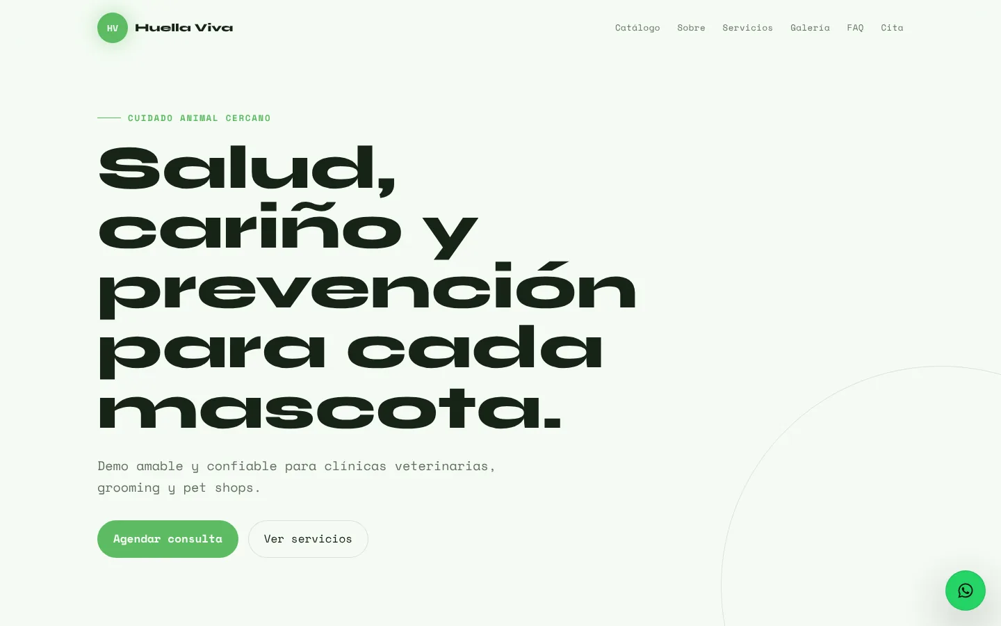 Huella Viva Vet: captura de escritorio de la demo CB-06